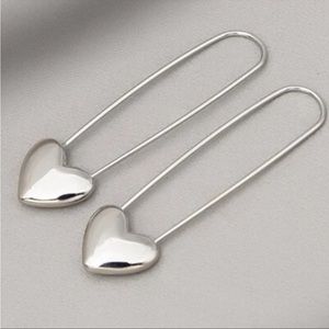 Last pair! 🆕 Zara silver heart safety pin earrings